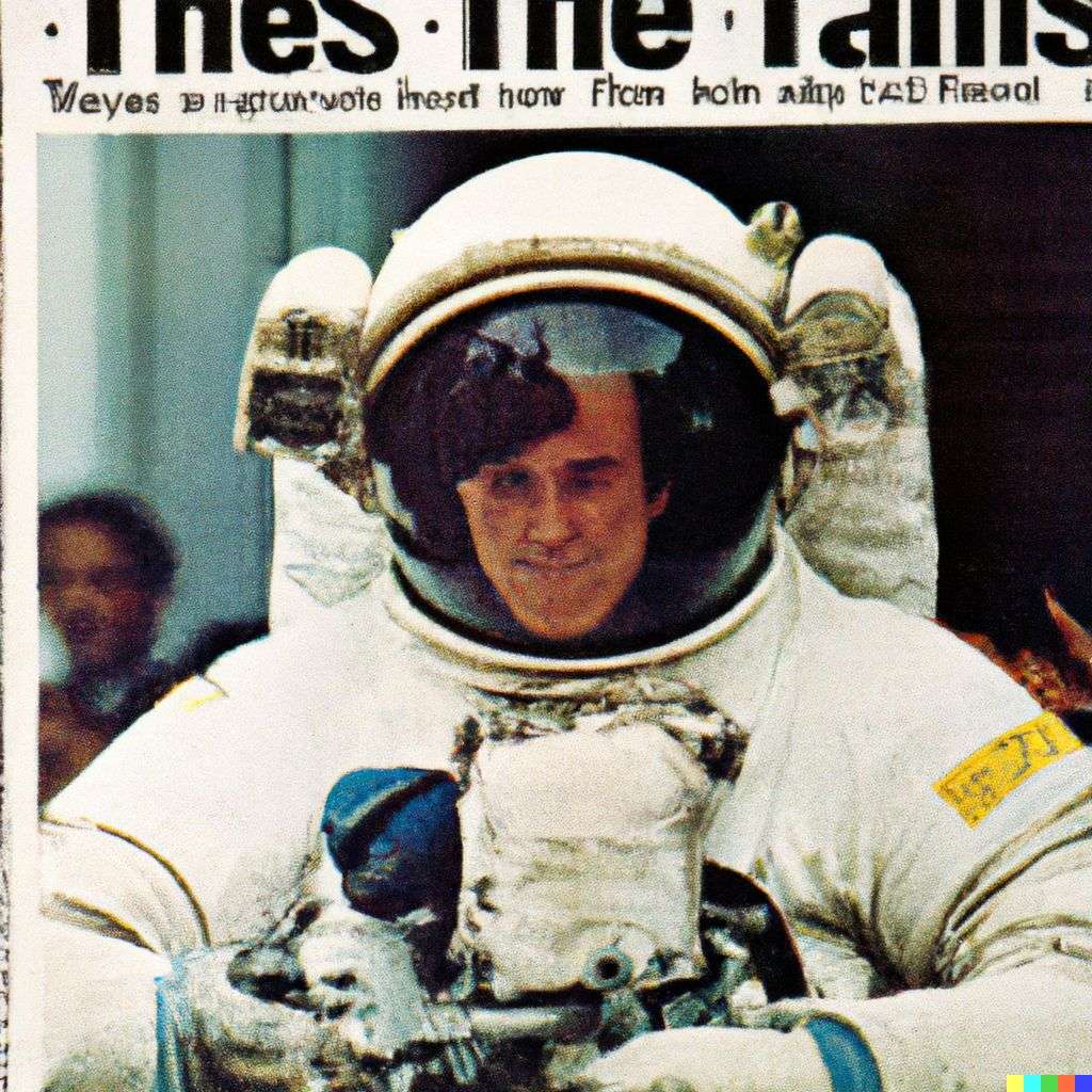 an astronaut, front page of The New York Times, 1990